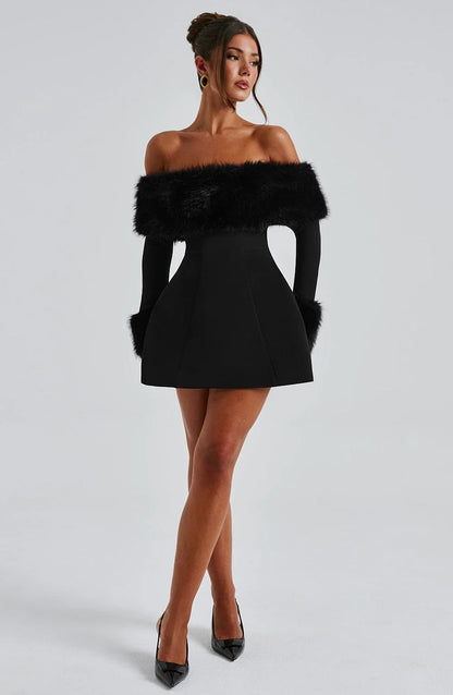 Venyra Fur Mini Dress