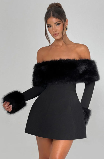 Venyra Fur Mini Dress